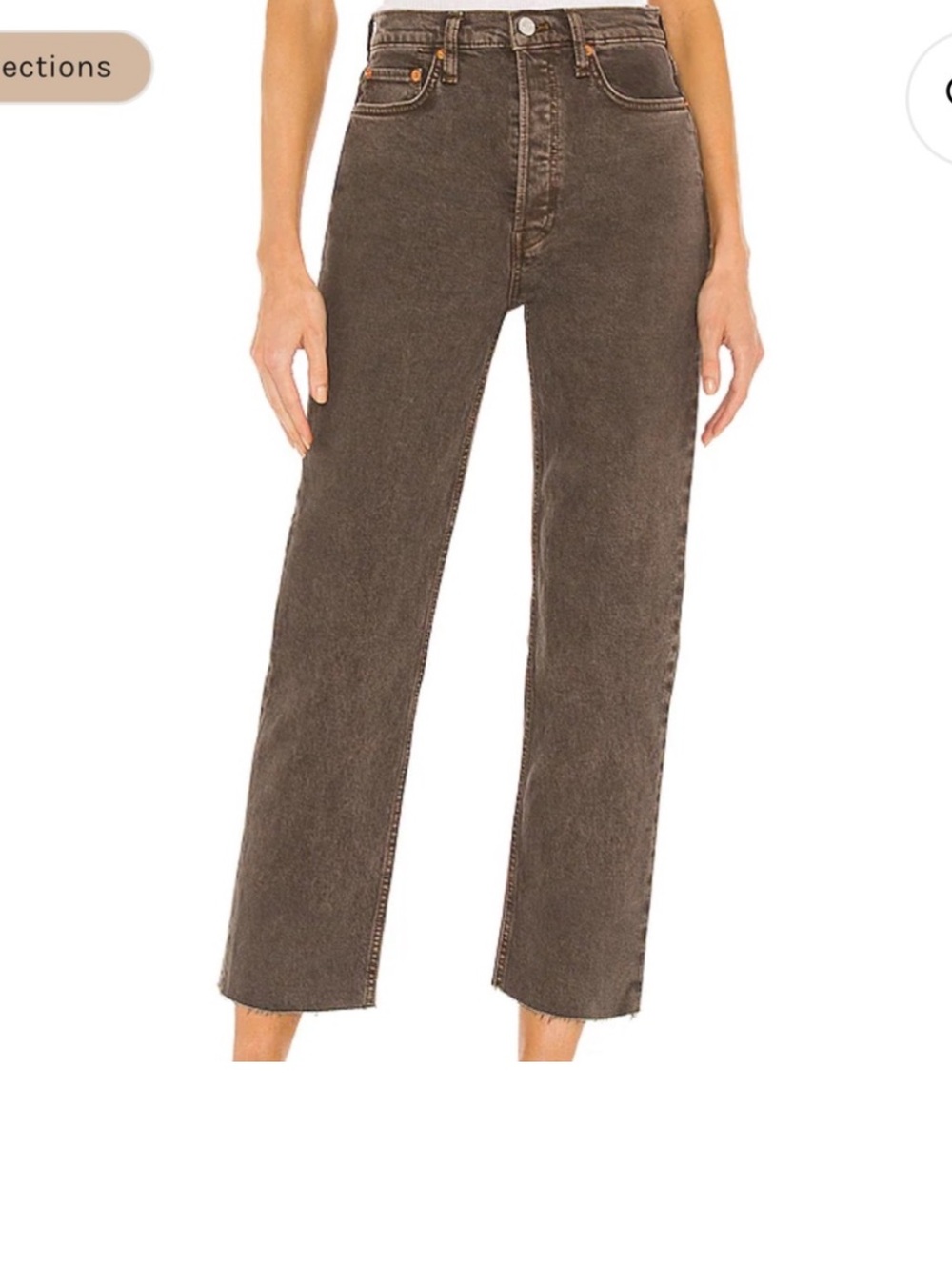 RE/DONE 70s Stove Pipe Washed Chocolate Straight Leg Jeans, Size 29